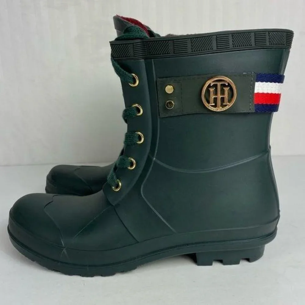 Tommy Hilfiger Rain Boot Trineti Lace Up Mid Calf Women's Sz‎ 6